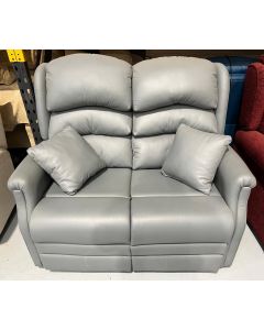 Grey Leather 2-Seater Sofa